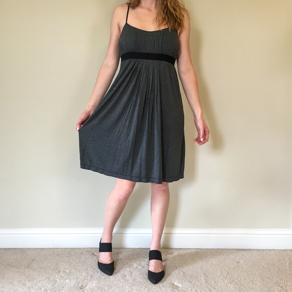 Grey Empire Waist Midi Dress